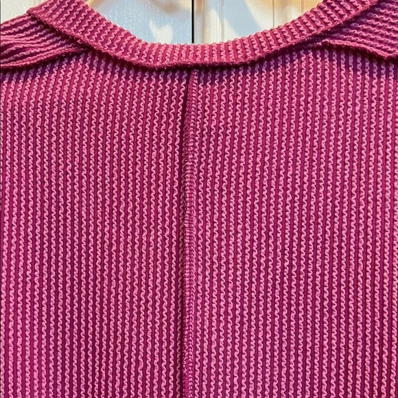 Zenana NWT plum V-Neck long sleeve ribbed hi/lo hem tunic - Picture 7 of 11